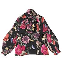 Christina Rohde Bluse - Sort m. Blomster