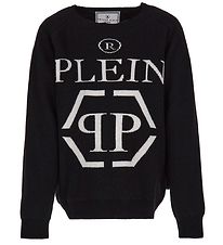 Philipp Plein Bluse - Uld/Viskose - Sort m. Logo