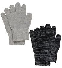 CeLaVi Handsker - Uld/Polyester - 2-pak - Grå/Sort m. Refleks
