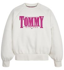 Tommy Hilfiger Sweatshirt - Tommy Sateen Logo - Ivory Petal