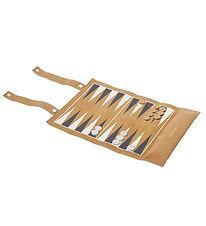 SunnyLife Spil - Backgammon/Dam - Cork Roll-Up Game Monochrome 
