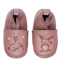 Melton Hjemmesko - Leather Slippers With Rabbits - Burlwood
