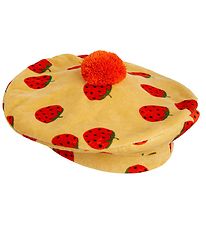 Mini Rodini Baret - Velour - Strawberries - Beige
