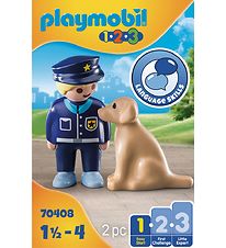 Playmobil 1.2.3 - Politibetjent Med Hund - 70408 - 2 Dele