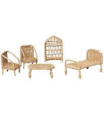 Ferm Living Dukkembler - 5-pak - Rattan Dollhouse Furniture - N