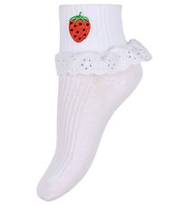 Mini Rodini Strømper - Strawberries Lace - Hvid