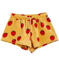 Mini Rodini Shorts - Velour - Strawberries AOP - Beige