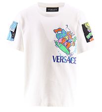 Versace T-shirt - Hvid m. Print/Lommer