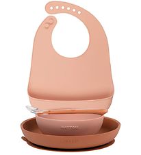 Nattou Spisesæt - Silikone - 4 dele - Dusty Pink