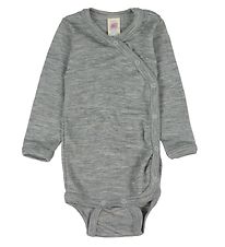 Engel Slå-om Body l/æ - Uld/Silke - Lysegrå Meleret