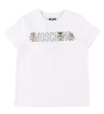 Moschino T-Shirt - Optical White m. Sølv/Robotter