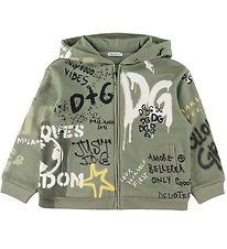 Dolce & Gabbana Cardigan - DG Skate - Stvet grn m. Graffiti