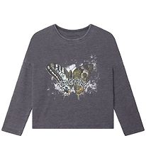 Zadig & Voltaire Bluse - Wild Sound - Gråmeleret m. Sommerfugl Zadig & Voltaire Bluse - Wild Sound - Gråmeleret m. Sommerfugl