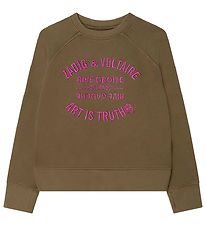 Zadig & Voltaire Sweatshirt - Green Art - Khaki m. Pink