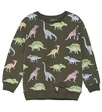 Minymo Sweatshirt - Forest Night m. Dinosaur Allover