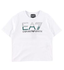 EA7 T-shirt - Hvid m. Mrkegrn