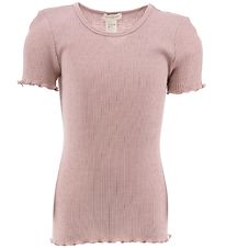 Minimalisma T-shirt - Silke/Bomuld - Blomst - Dusty Rose