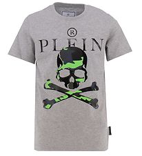 Philipp Plein T-shirt - Gråmeleret m. Skelethoved