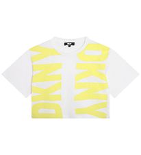 DKNY T-shirt - Cropped - Hvid/Lemon