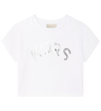 Michael Kors T-shirt - Cropped - Hvid m. Sølv