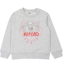 Kenzo Sweatshirt - Lysegråmeleret m. Tiger