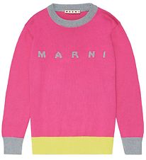 Marni Bluse - Strik - Pink m. Gråmeleret/Gul