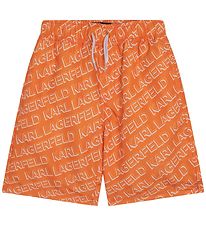 Karl Lagerfeld Badeshorts - Orange m. Hvid