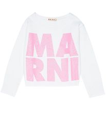 Marni Sweatshirt - Cropped - Hvid/Pink m. Glimmer