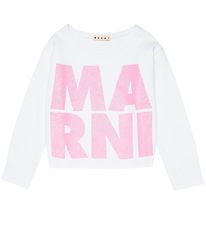 Marni Sweatshirt - Cropped - Hvid/Pink m. Glimmer