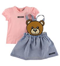 Moschino T-shirt/Spencer - Denim - Rosa/Bl m. Logo