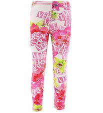 Versace Leggings - Logo Orchid - Hvid/Rosablomstret