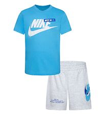 Nike Shortssæt - T-shirt/Shorts - Birch Heather - Grå/Turkis