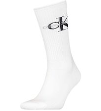 Calvin Klein Strmper - Rib - Hvid m. Logo