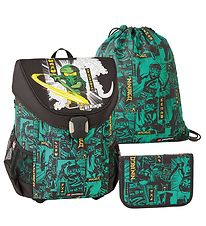 LEGO® Ninjago Skoletaskesæt - Sort/Grøn