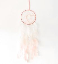 MillaVanilla Drømmefanger - Ophæng m. Fjer/LED Lys - Rosa