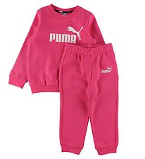 Puma Sweatsæt - Minicats ESS Crew Jogger - Glowing Pink