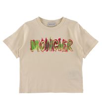 Moncler T-shirt - Beige m. Pink/Grøn