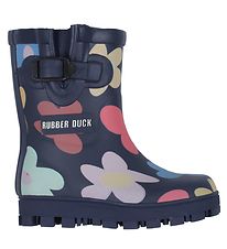 Rubber Duck Gummistvler - Navy m. Blomster