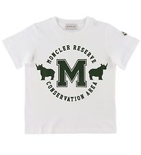 Moncler T-shirt  - Hvid m. Mørkegrøn