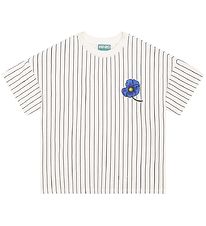Kenzo T-shirt - Exclusive Edition - Creme/Sortstribet m. Blomst