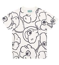 Kenzo T-shirt - Exclusive Edition - Creme/Sort m. Blomster