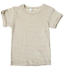 Joha T-shirt - Uld/Silke - Rib - Beige/Hvid