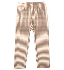 Joha Leggings - Uld/Silke - Rib - Brun/Hvid