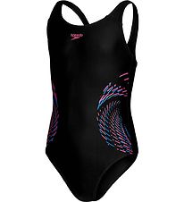 Speedo Badedragt - Girls Placmement Muscleback - Sort/Bl/Pink