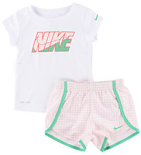 Nike Shortssæt - T-shirt/Shorts - Pink Bloom/Hvid