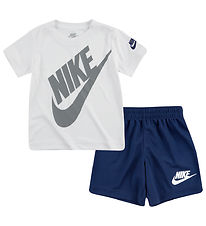 Nike Shortssæt - T-shirt/Shorts - Hvid/Midnight Navy