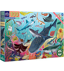 Eeboo Puslespil - 100 Brikker - 45,7x68,5 cm - Hajer i Dybet