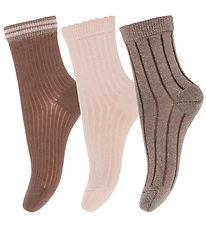 MP Strmper - Rib - 3-pak - Alba - Multi Mix m. Glimmer