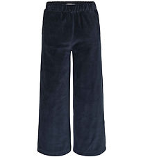 Tommy Hilfiger Velourbukser - Wide Leg - Desert Sky