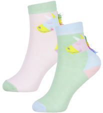 Stella McCartney Kids Strømper - 2-pak - Rosa/Grøn m. Frynser